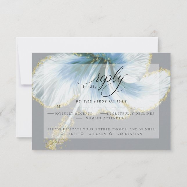 Bröllop OSA | Blå vattenfärg Hibiscus Flower Kort (Framsida)