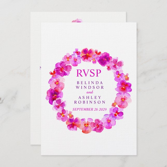 Bröllop OSA blommigt rosa av andningspenslar Inbjudningar (Fram/baksida)