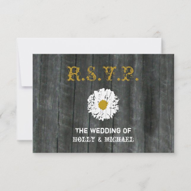 Bröllop OSA Card - Barnwood & Daisy Kort (Framsida)
