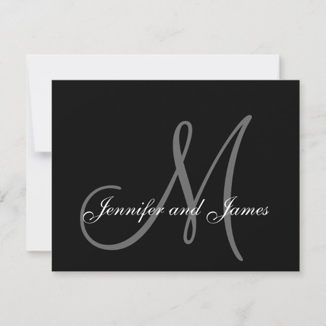 Bröllop OSA Card med Monogram och Namn Kort (Framsida)
