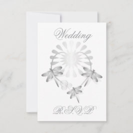 Bröllop OSA Card Silver Dragonflies Heart Kort