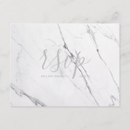 Bröllop OSA card White Silver Grått Marble-skript Inbjudan Vykort