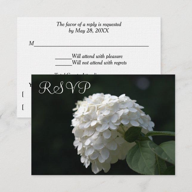 Bröllop OSA Cards White Lime Hydrangea Kort (Fram/baksida)