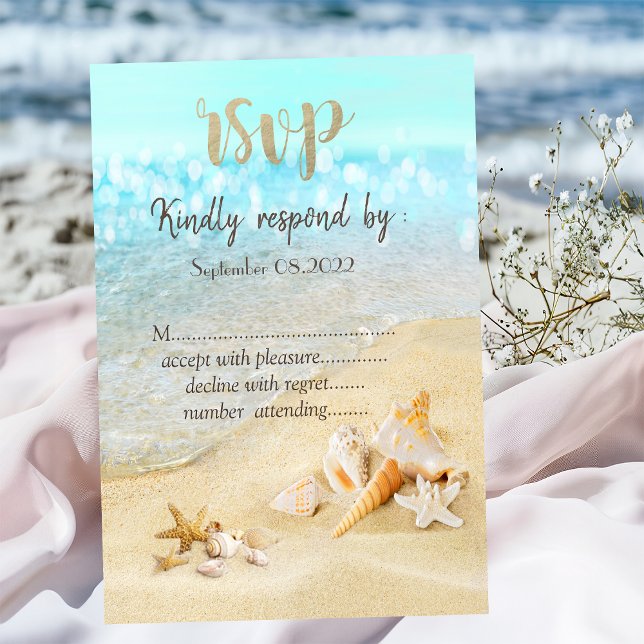 Bröllop OSA för Beach Seashells Sand Inbjudningar (Skapare uppladdad)