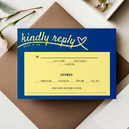 Bröllop OSA för blått och Gult hjärtsvar Tilläggskort