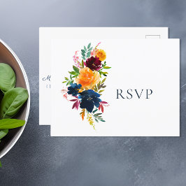 Bröllop OSA för Blommigt av ljusvattensfärg Inbjudan Vykort