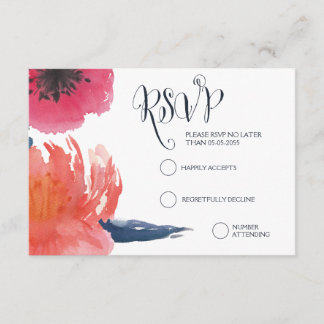Bröllop OSA för Blommigt av marin vattenfärg Kort