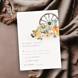 Bröllop OSA för Blommigt av Rustik Fall Pumpkin Le Tilläggskort
