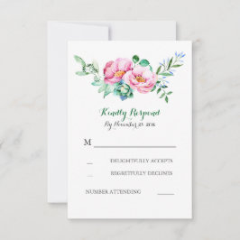 bröllop OSA för blommigt av vattenfärgbukett Kort