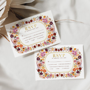 Bröllop OSA för Bright Boho Fall Wildblomma Kort