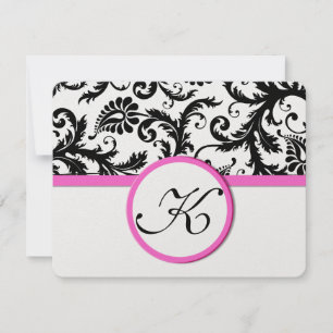 Bröllop OSA för Bright Rosa Vintage Damask Swir Kort