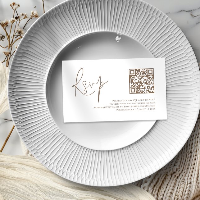 Bröllop OSA för brunt QR-kod i skript Tilläggskort (Skapare uppladdad)