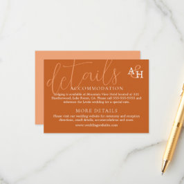 Bröllop OSA för elegant Orange Calligraphy Tilläggskort