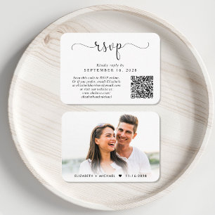 Bröllop OSA för elegant-skript QR-kodfoto Tilläggskort
