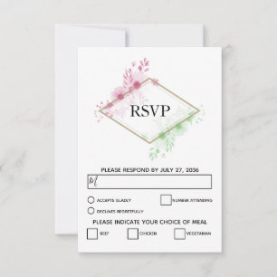 Bröllop OSA för elegant Watercolor Flowers Kort