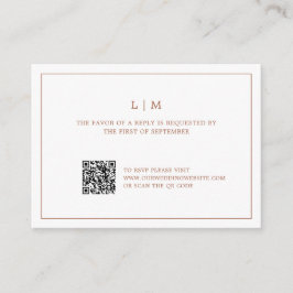 Bröllop OSA för enkel Terracotta Monogram QR-kod Anteckningskort