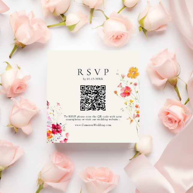 Bröllop OSA för färgämnen för Wildblomma Cream QR- Tilläggskort (Skapare uppladdad)