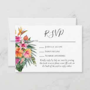 Bröllop OSA för färgstarka tropiska blommor QR-kod Kort