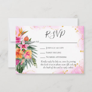 Bröllop OSA för färgstarka tropiska blommor QR-kod Kort