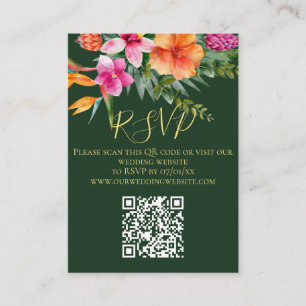 Bröllop OSA för färgstarka tropiska blommor QR-kod Tilläggskort