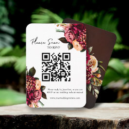 Bröllop OSA för fet röd Blommigt QR-kod Placeringskort