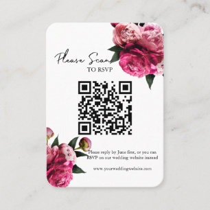 Bröllop OSA för fet röd Blommigt QR-kod Placeringskort