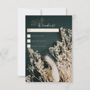Bröllop OSA för Forest Grönt Boho Rustic Blommigt Kort