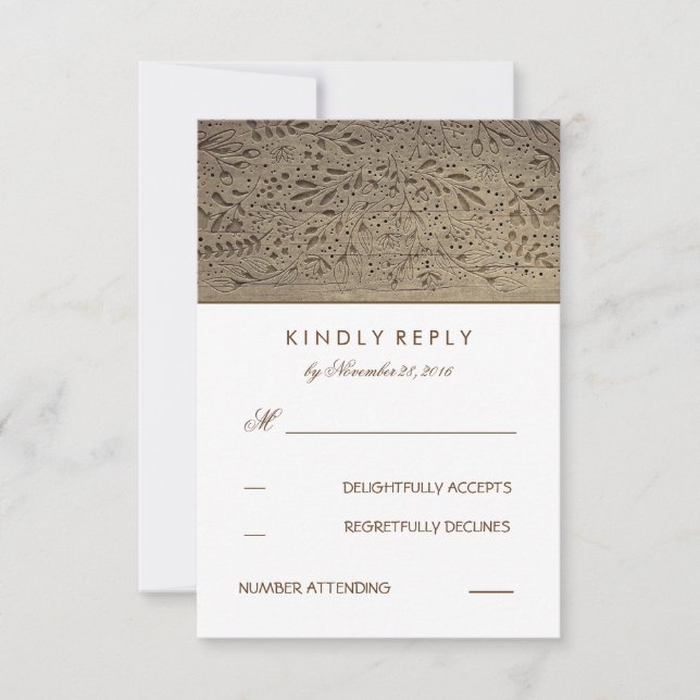 Bröllop OSA för graverad Blommigt av trä (Framsida)