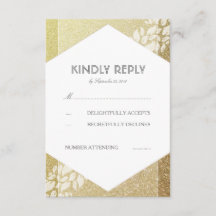 Bröllop OSA för guld Glitter och Vita Löv