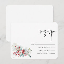 Bröllop OSA för julvinter Poinsettia Berries Kort