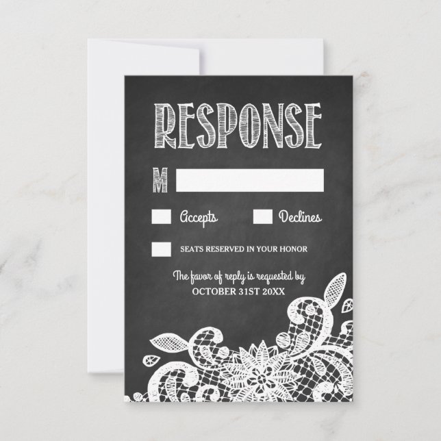 Bröllop OSA för kalkbräde och Snöre Rustic Kort (Framsida)