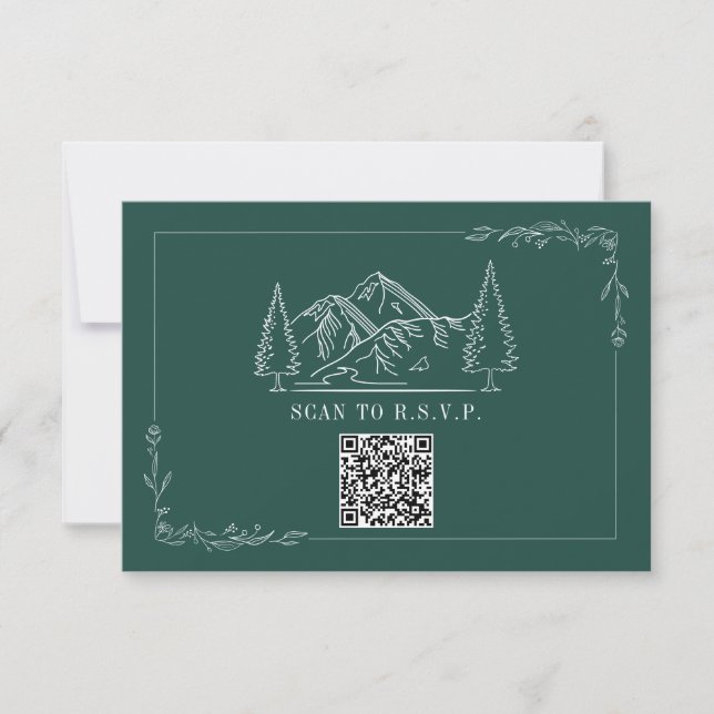 Bröllop OSA för konsthantverk Emerald QR-kod Kort (Framsida)