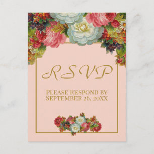 Bröllop OSA för koral Rosa Höst Blommigt Vykort