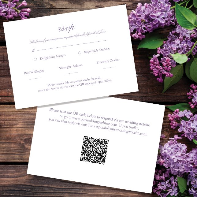 Bröllop OSA för Lavender-Elegant med QR-kod Kort (Skapare uppladdad)