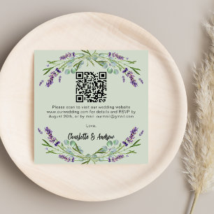 Bröllop OSA för Lavender-grönt QR-kod Tilläggskort