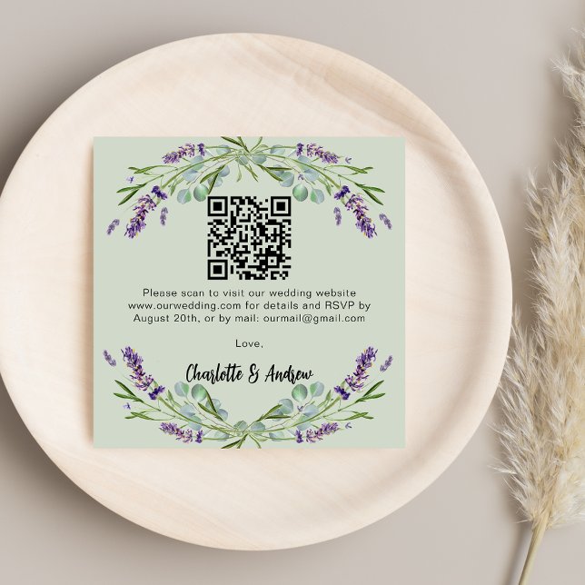 Bröllop OSA för Lavender-grönt QR-kod Tilläggskort (Skapare uppladdad)