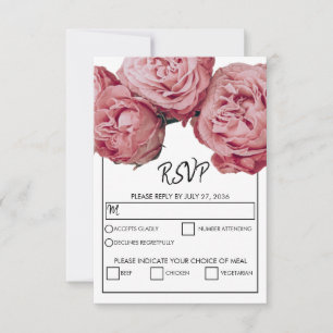 Bröllop OSA för måltider för elegant Rosa ros Kort