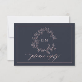 Bröllop OSA för marint blått  Rosa, monogram