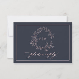 Bröllop OSA för marint blått  Rosa, monogram