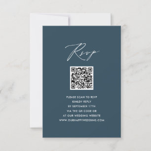 Bröllop OSA för minimal QR-Elegant i blått skript Kort