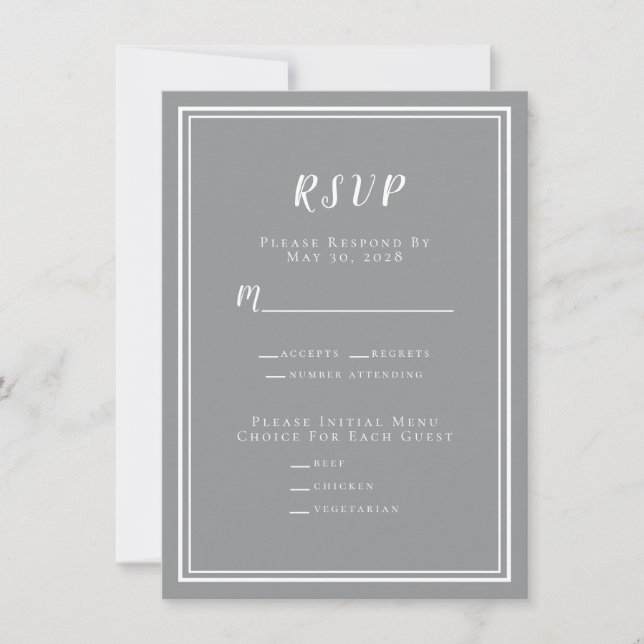 Bröllop OSA för minimalistisk Modern Grått Chic-me (Framsida)