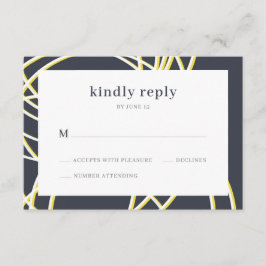 Bröllop OSA för modern Chic, Elegant, blå Gult Tilläggskort