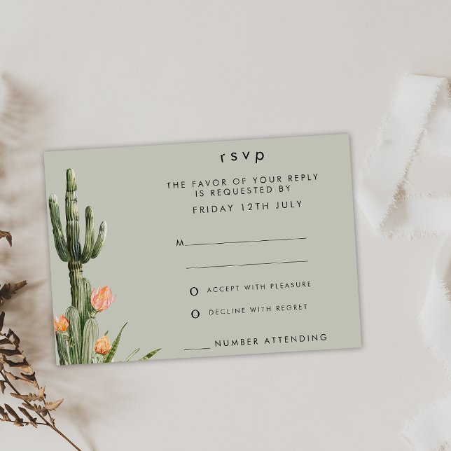 Bröllop OSA för nutida Blommigt-aktualitetskort fö Inbjudningar (Modern cactus Themed RSVP Wedding Card, Wedding Enclosure Card RSVP Cactus Themed, Succulent RSVP)