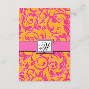 Bröllop OSA för Orange och Rosa av monogrammofoner Kort