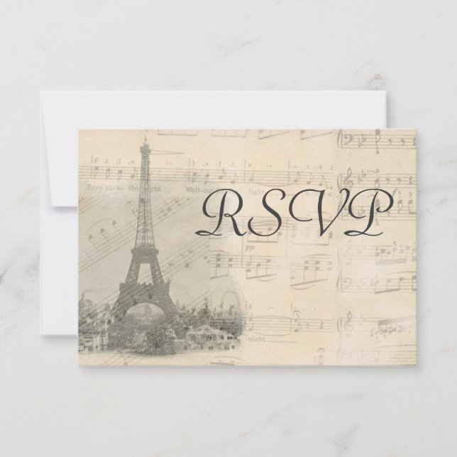 Bröllop OSA för Paris Vintage Music Kort (Framsida)