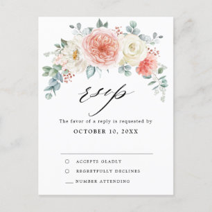 Bröllop OSA för Peach Pastel Rosa Blommigt efter s Vykort