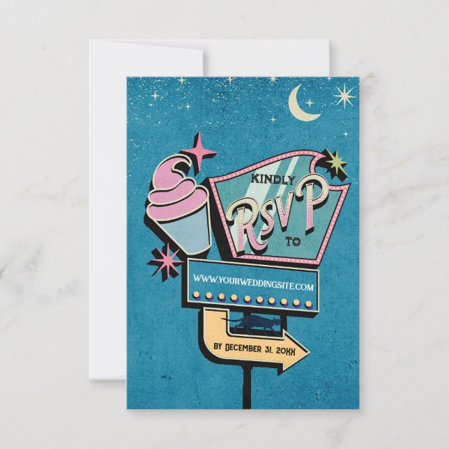 Bröllop OSA för Retro-Futuristiska Kort (Framsida)