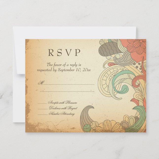 bröllop OSA för rödbrunt blommigt-snurrar för vint (Framsida)