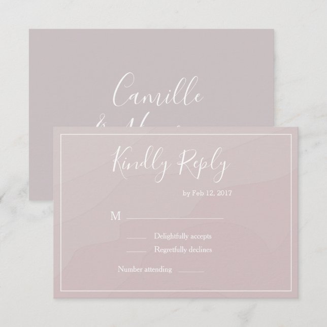 bröllop OSA för  rosa av elegant Inbjudningar (Fram/baksida)