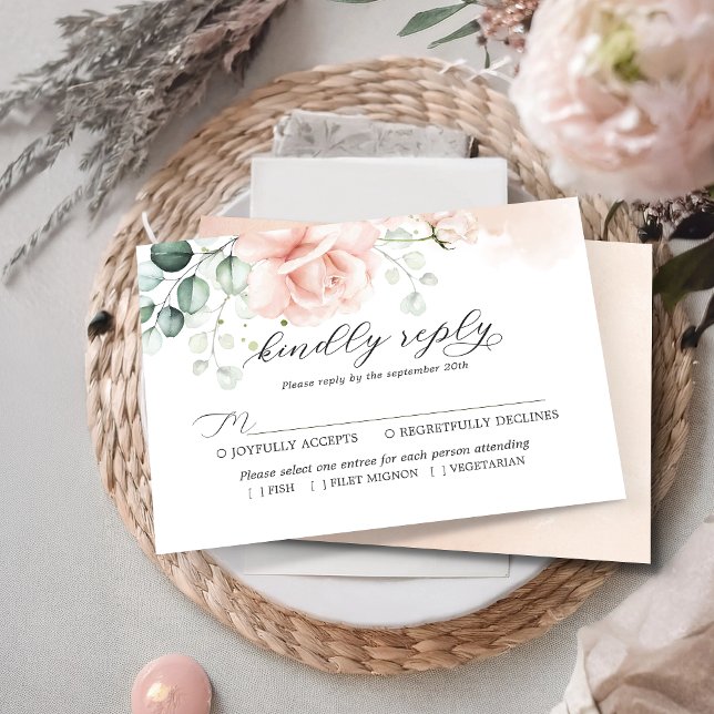 Bröllop OSA för  Rosa blommigt Kort (Skapare uppladdad)